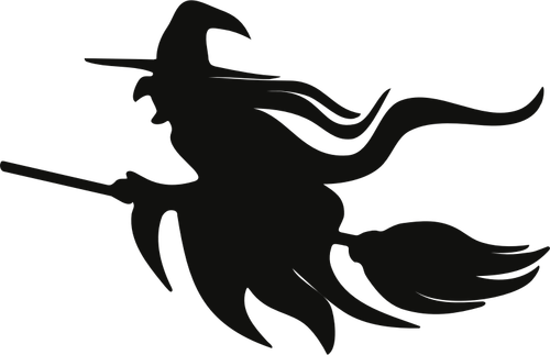 Hexe auf Besen-silhouette